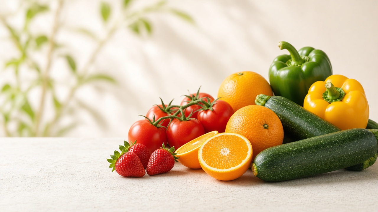 Fresh fruit and vegetables composition — illustrative image