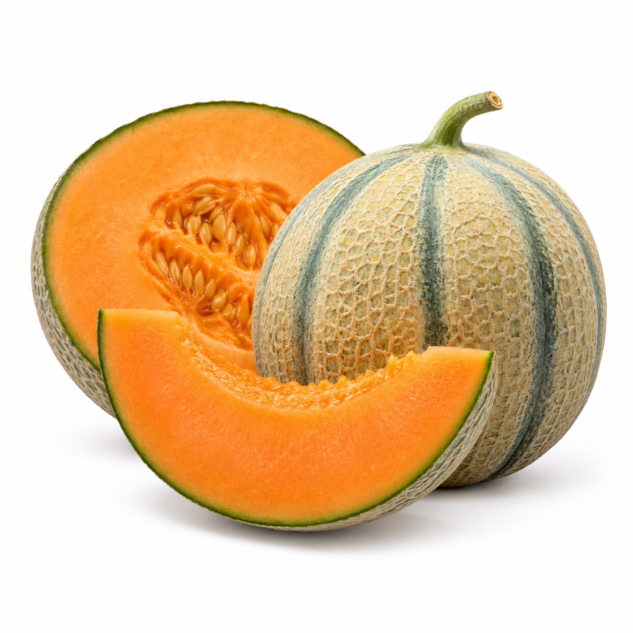 Illustration of Charentais melons on a white background